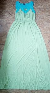 Green and turquoise maxi dress